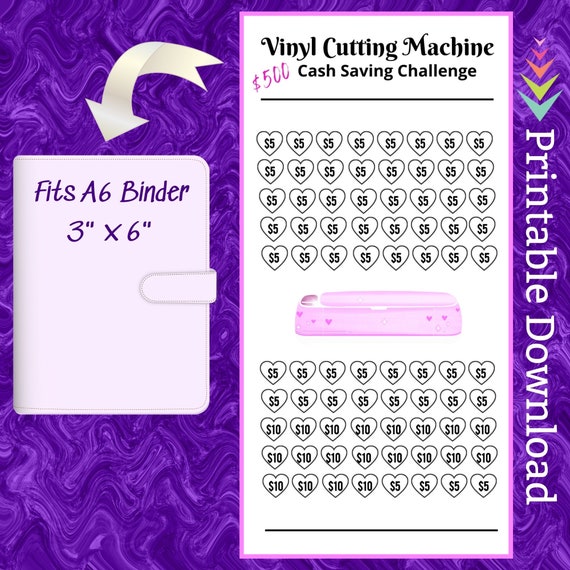 Vinyl Cutter Savings Challenge Printable, A6 Budget Tracker (PDF)