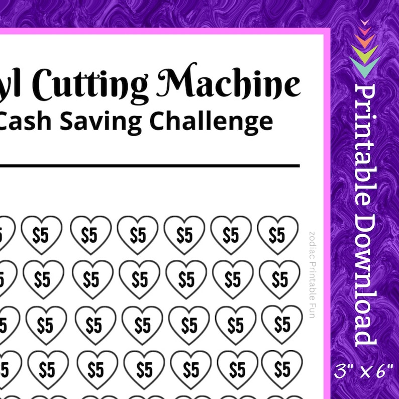 A6 Paper Cutter Savings Challenge Printable for Hobby Craft Design Vinyl Cut Machine Money Saving Fund for Crafters Plotter Machine Fund