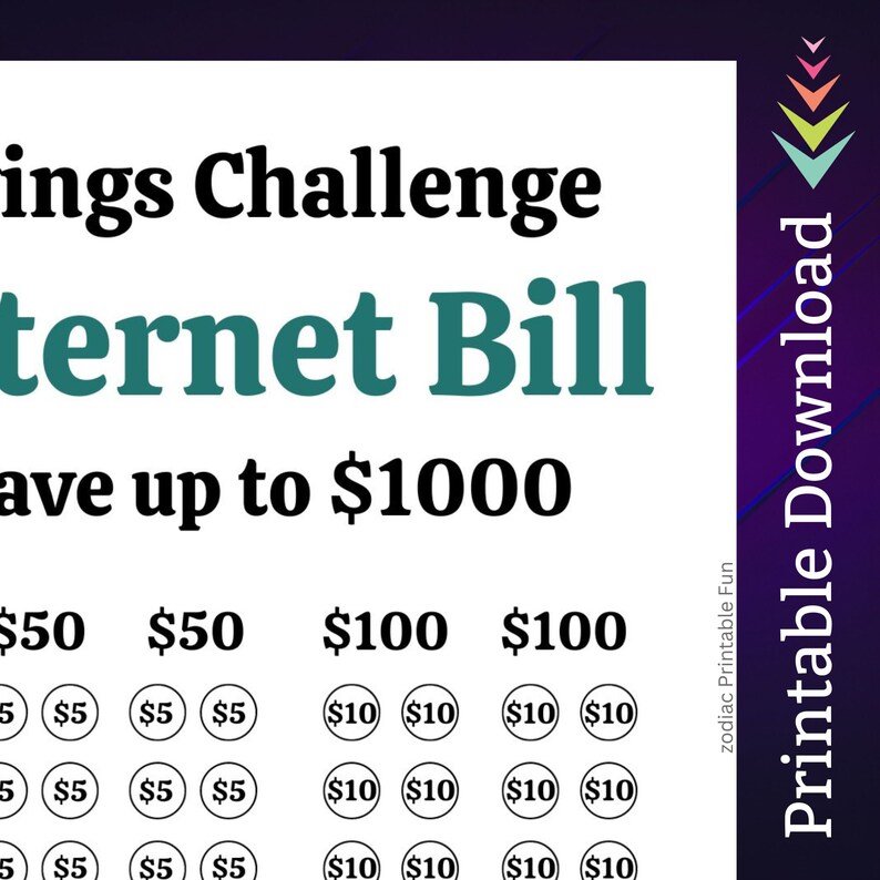 Internet Bill Savings Challenge Printable for Home Wi-Fi Network Payment Money Saving Fund for Family Monthly Bill Cash Stuffing Tracker