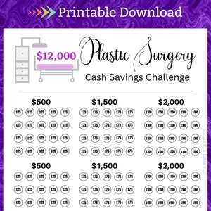 Plastic Surgery Cash Savings Challenge Printable