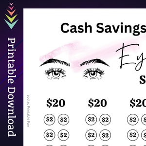 Eyebrows Savings Challenge Printable for Hair Salon Money Saving Sinking Fund for Women Beauty Selfcare Routine Cash Stuffing Budget Tracker