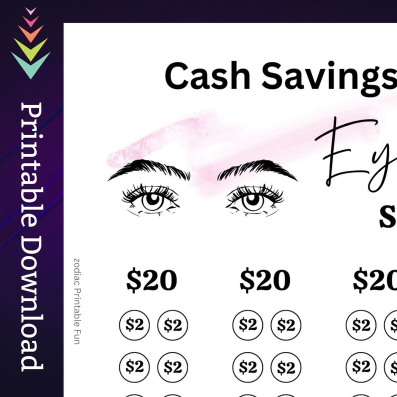 Eyebrows Savings Challenge Printable for Hair Salon Money Saving Sinking Fund for Women Beauty Selfcare Routine Cash Stuffing Budget Tracker