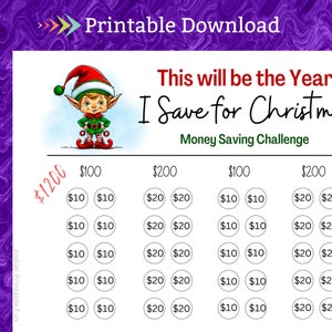 Christmas Savings Challenge Printable for Christmas Countdown Cash Saving Budget for Family Xmas Gift Shopping Money Fund for Kids Presents