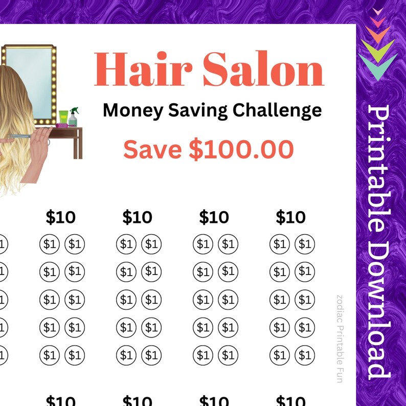 Hair Salon Savings Challenge Printable for Women Hair Care for Hair ...