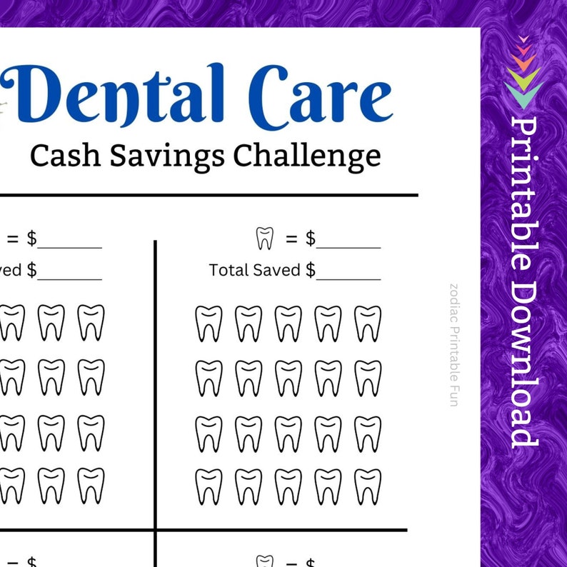Dental Care Savings Challenge Printable for Dentist Etsy Australia