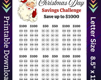 Christmas Savings Challenge Printable Family Holiday Money Saving Sinking Funds Christmas Presents Cash Stuffing Xmas Gift Savings Tracker
