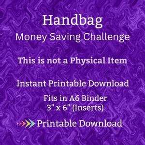 A6 Handbag Savings Challenge Printable Ladies Purse Money Saving Fund for Women Shoulder Bag Cash Savings Budget for Birthday Gift for her