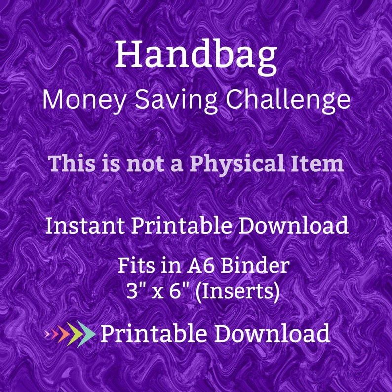 A6 Handbag Savings Challenge Printable Ladies Purse Money Saving Fund for Women Shoulder Bag Cash Savings Budget for Birthday Gift for her