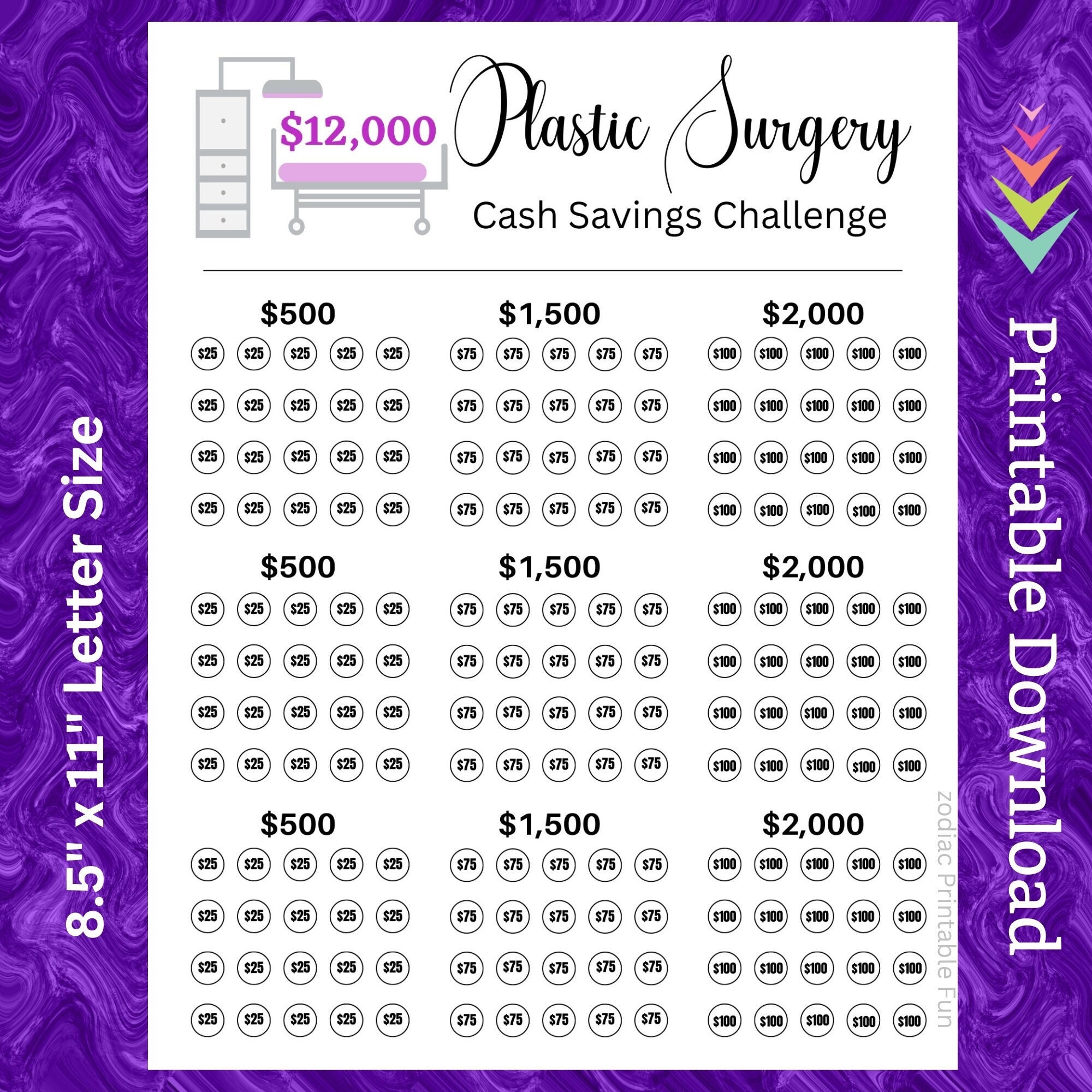 Cosmetic Surgery Saving Challenge Printable for Plastic Etsy