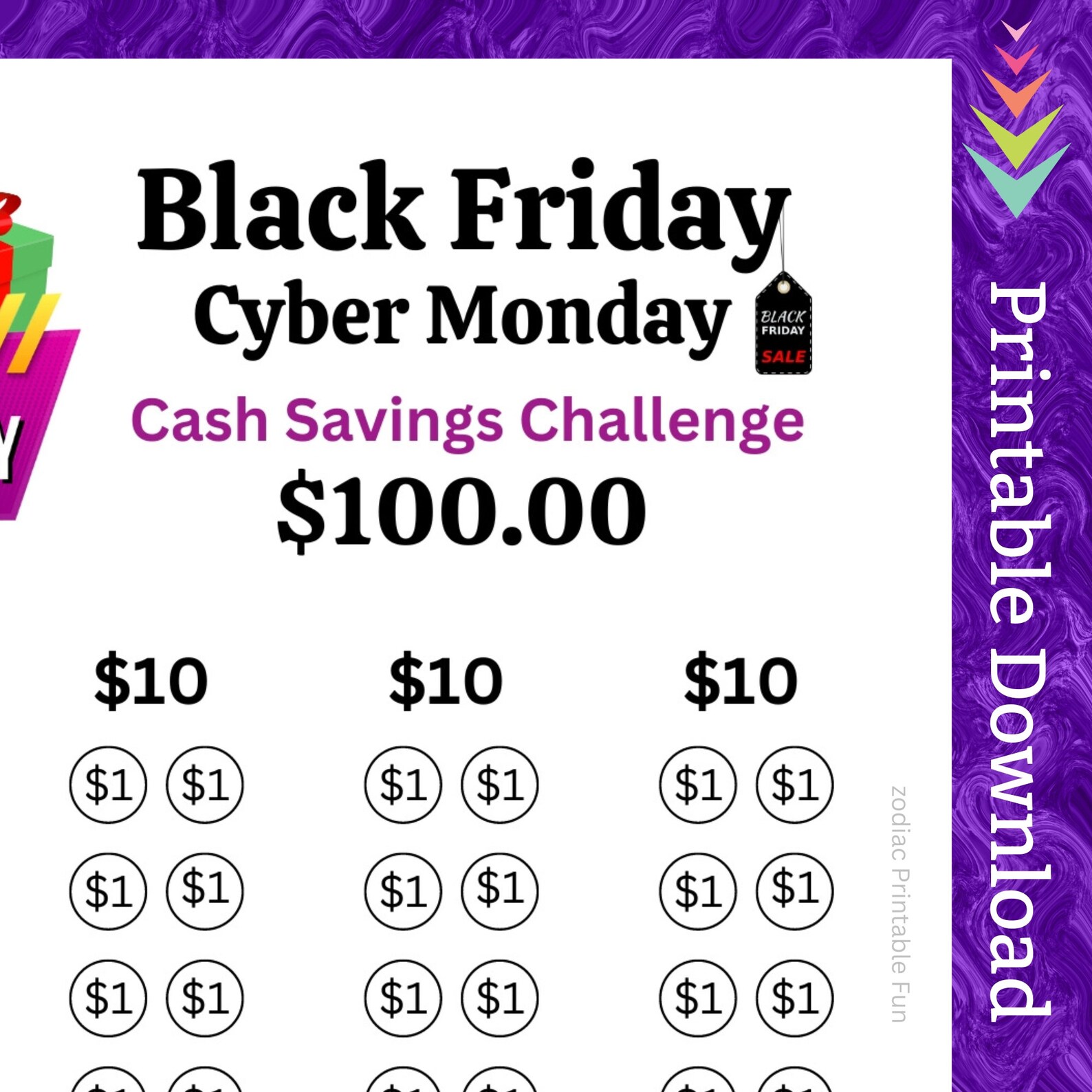 Black Friday Cyber Monday Savings Challenge Printable (PDF) - Etsy
