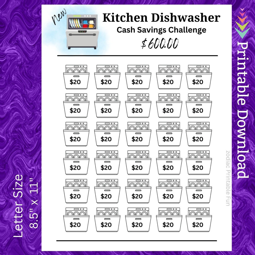 Kitchen Dishwasher Savings Challenge Printable Family Home Dish Washing