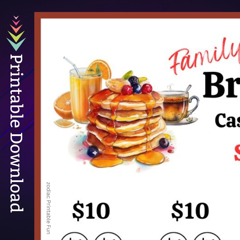 A6 Breakfast Savings Challenge Printable for Morning Breakfast Food ...