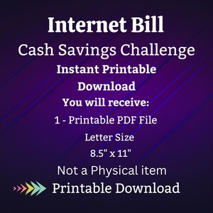 Internet Bill Savings Challenge Printable for Home Wi-Fi Network Payment Money Saving Fund for Family Monthly Bill Cash Stuffing Tracker