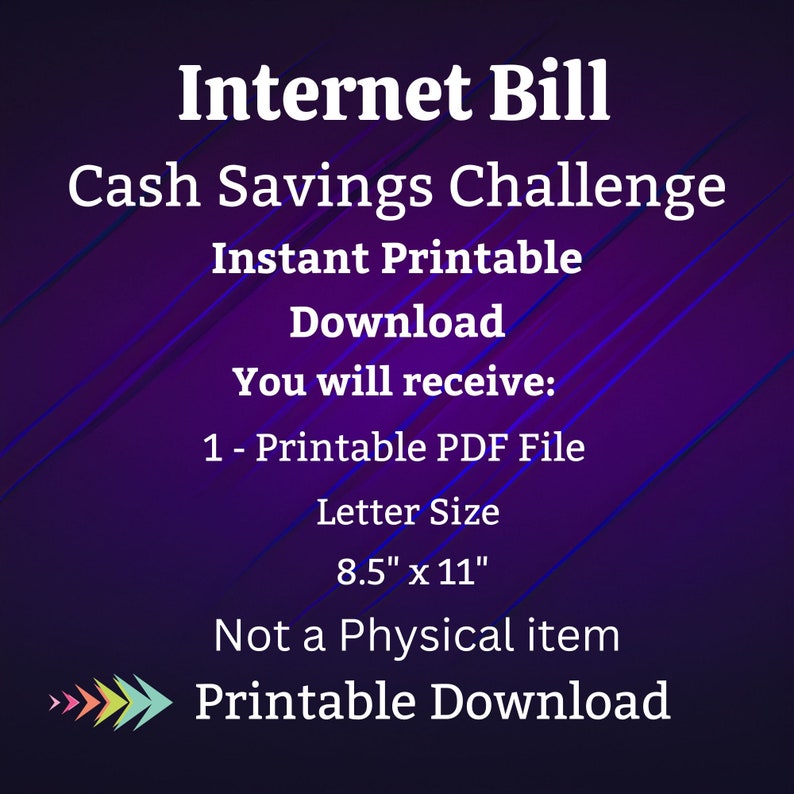 Internet Bill Savings Challenge Printable for Home Wi-Fi Network Payment Money Saving Fund for Family Monthly Bill Cash Stuffing Tracker