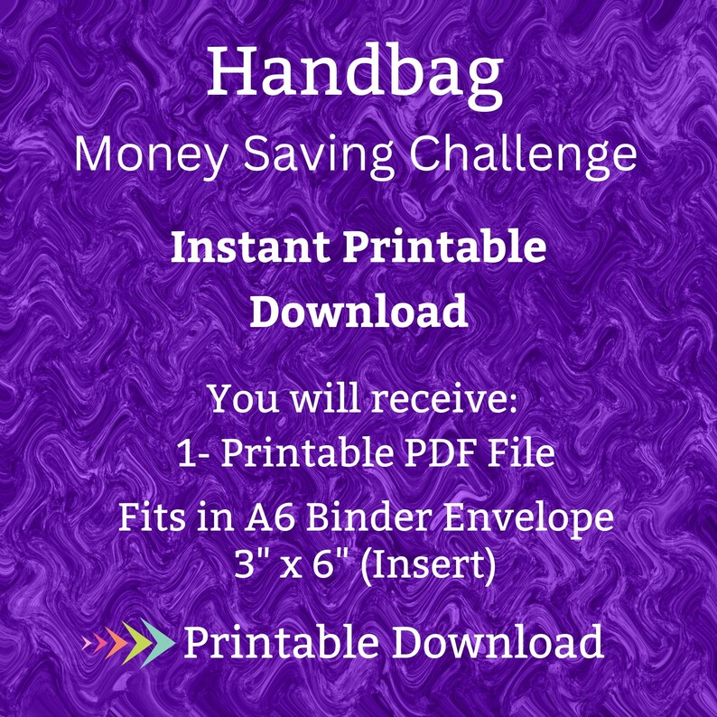 A6 Handbag Savings Challenge Printable Ladies Purse Money Saving Fund for Women Shoulder Bag Cash Savings Budget for Birthday Gift for her