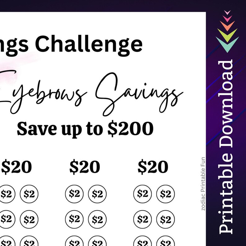 Eyebrows Savings Challenge Printable for Hair Salon Money Saving Sinking Fund for Women Beauty Selfcare Routine Cash Stuffing Budget Tracker