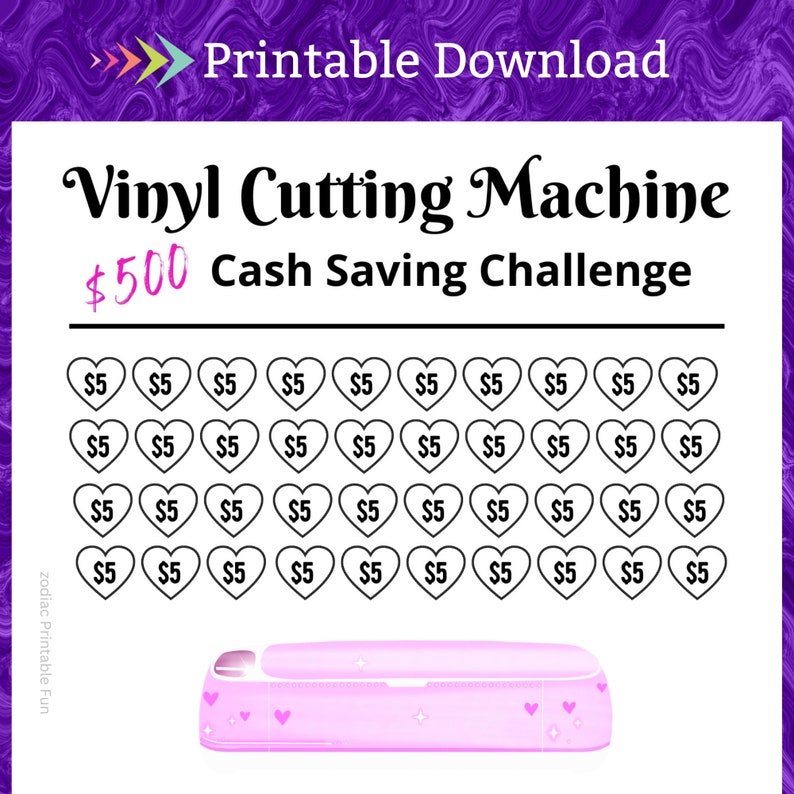 Paper Cutter Savings Challenge Printable for Hobby Craft Design Vinyl Cutting Machine Money Saving Fund for Plotter Cut Sticker Cash Tracker