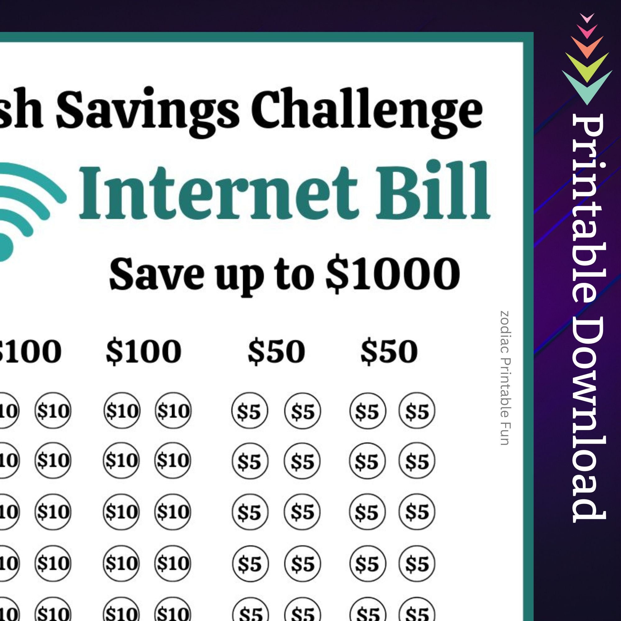 A6 Internet Bill Savings Challenge Printable for Home Wi-fi Network ...