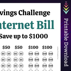 Internet Bill Savings Challenge Printable for Home Wi-Fi Network Payment Money Saving Fund for Family Monthly Bill Cash Stuffing Tracker