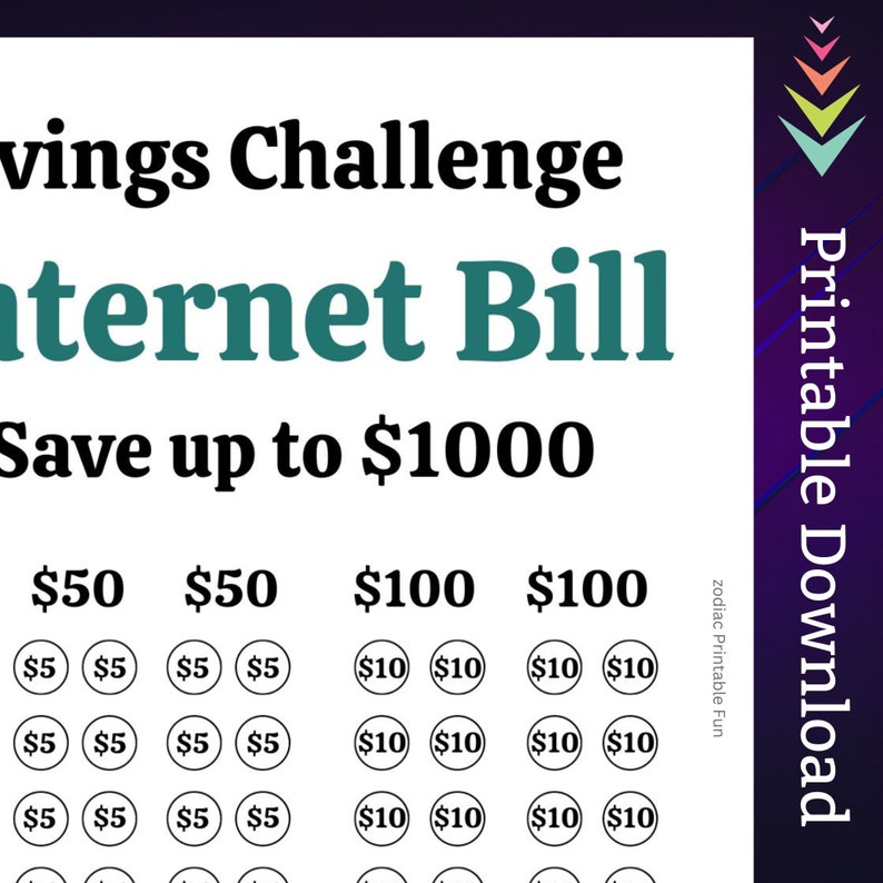 Internet Bill Savings Challenge Printable for Home Wi-Fi Network Payment Money Saving Fund for Family Monthly Bill Cash Stuffing Tracker