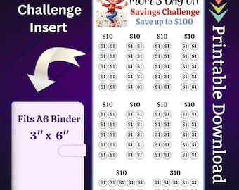 A6 Mom Day Off Savings Challenge Printable Women Self Care Money Saving Sinking Fund Girls Night Out Cash Stuffing Savings Tracker Budget