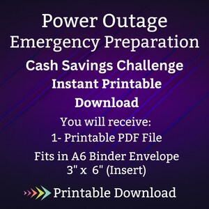 A6 Emergency Kit Savings Challenge Printable Insert for Natural Disaster Survival Food Preparation Money Saving Fund for Family Home Budget