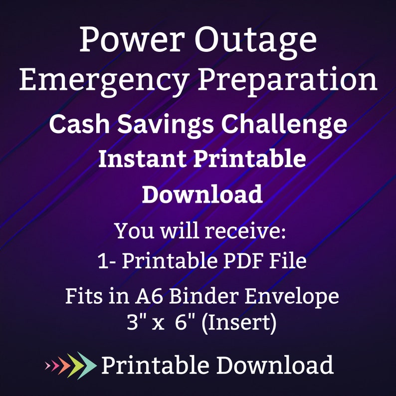 A6 Emergency Kit Savings Challenge Printable Insert for Natural Disaster Survival Food Preparation Money Saving Fund for Family Home Budget
