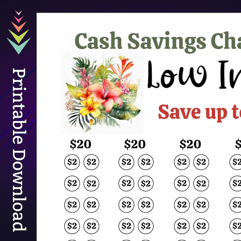Low Income Savings Challenge Printable for Family Cash Budgeting Goal for Paycheck Money Saving Sinking Fund for Low Budget Savings Tracker