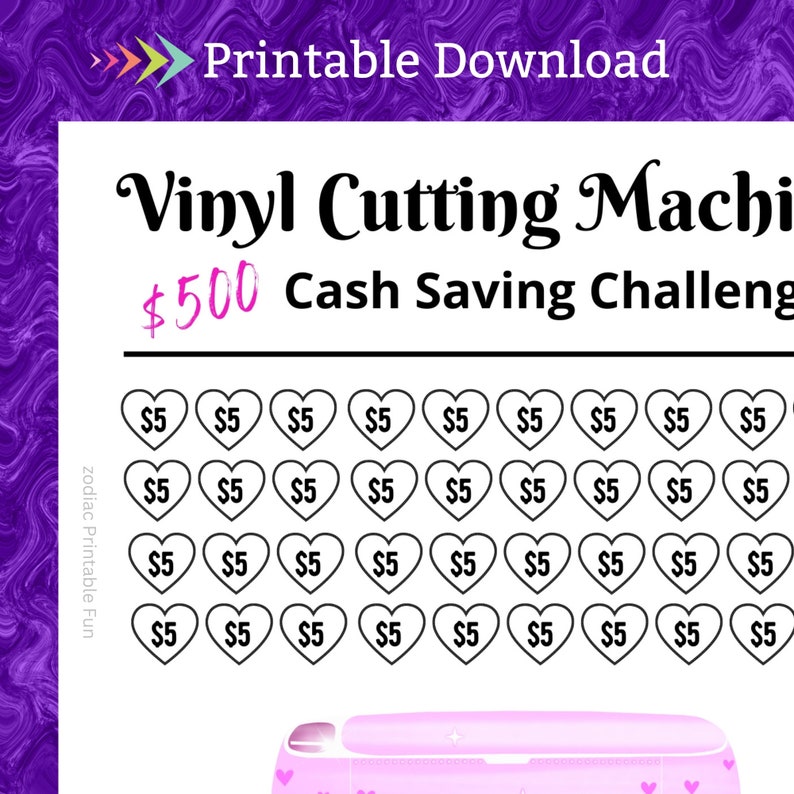 Paper Cutter Savings Challenge Printable for Hobby Craft Design Vinyl Cutting Machine Money Saving Fund for Plotter Cut Sticker Cash Tracker