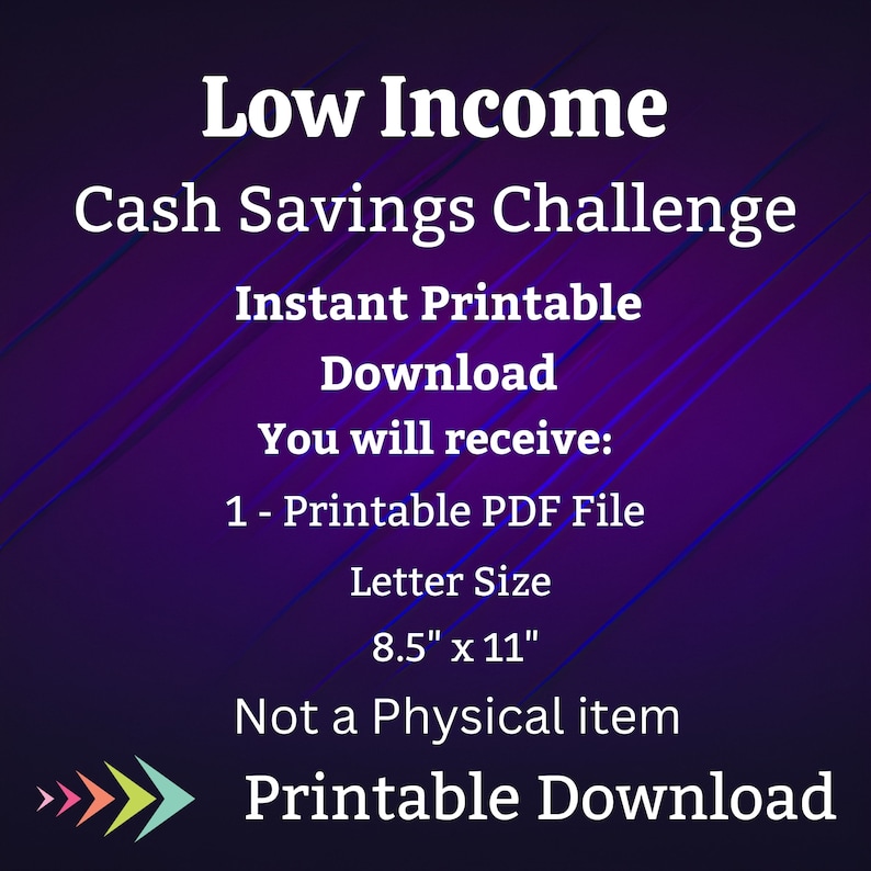 Low Income Savings Challenge Printable for Family Cash Budgeting Goal for Paycheck Money Saving Sinking Fund for Low Budget Savings Tracker