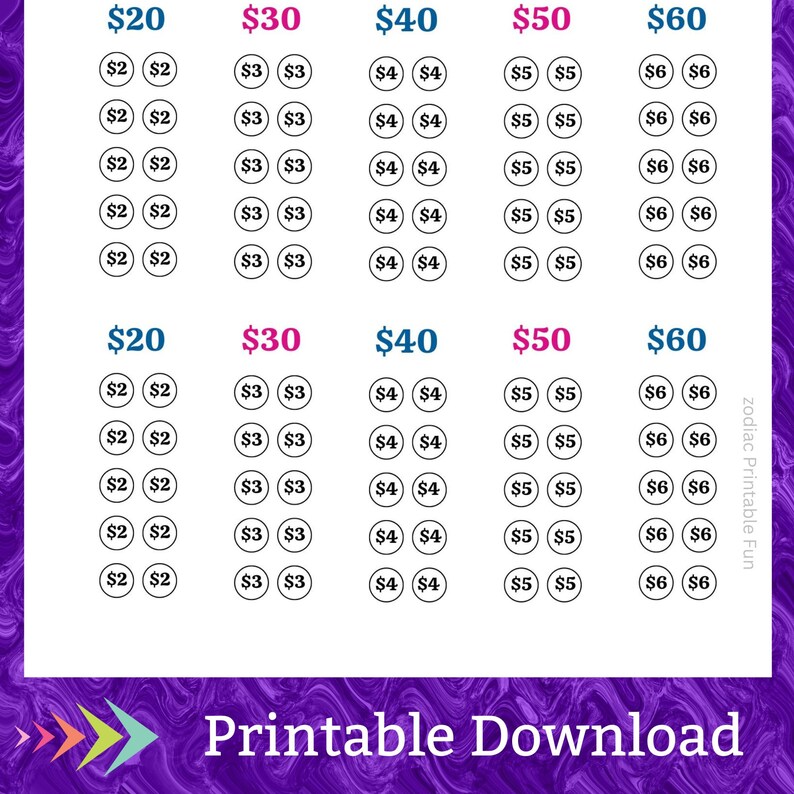 Printer Toner Cartridge Savings Challenge Printable for Computer Laser Printer Ink for Home Office Money Saving Fund for Students Budget