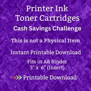 A6 Printer Toner Cartridge Savings Challenge Printable for Computer Laser Printer Ink for Home Office Money Saving Fund for Students Budget