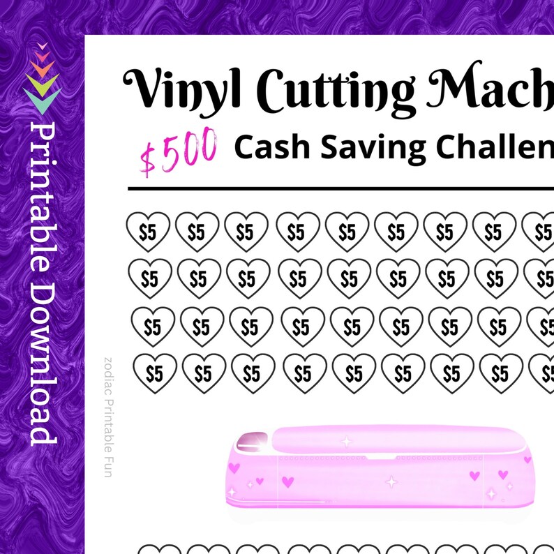 Paper Cutter Savings Challenge Printable for Hobby Craft Design Vinyl Cutting Machine Money Saving Fund for Plotter Cut Sticker Cash Tracker