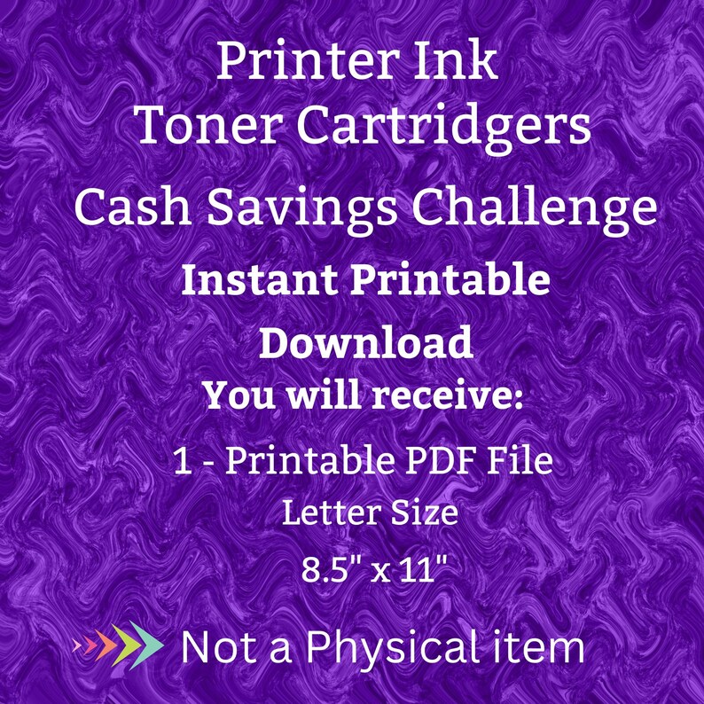 Printer Toner Cartridge Savings Challenge Printable for Computer Laser Printer Ink for Home Office Money Saving Fund for Students Budget