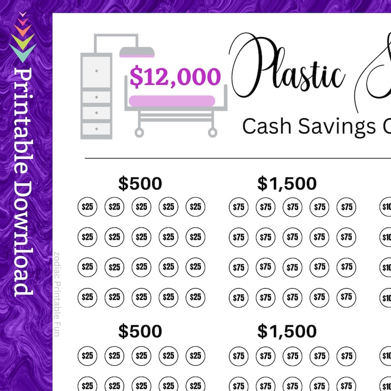 Plastic Surgery Cash Savings Challenge Printable