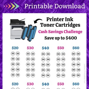 Printer Toner Cartridge Savings Challenge Printable for Computer Laser Printer Ink for Home Office Money Saving Fund for Students Budget