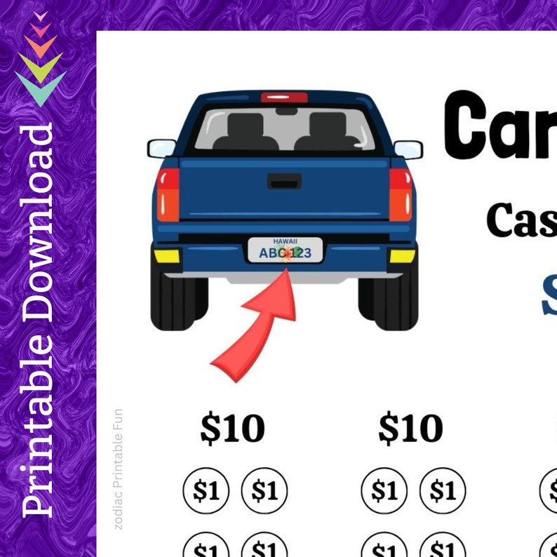 Car Registration Savings Challenge Printable Teen First Time Driver Vehicle Tag Money Saving Fund for Adult Auto License Plate Cash Budget