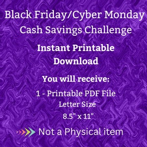 Black Friday Savings Challenge Printable for Big Sales Day for Cyber Monday Cash for Holiday Shopping Fund for Family Christmas Presents