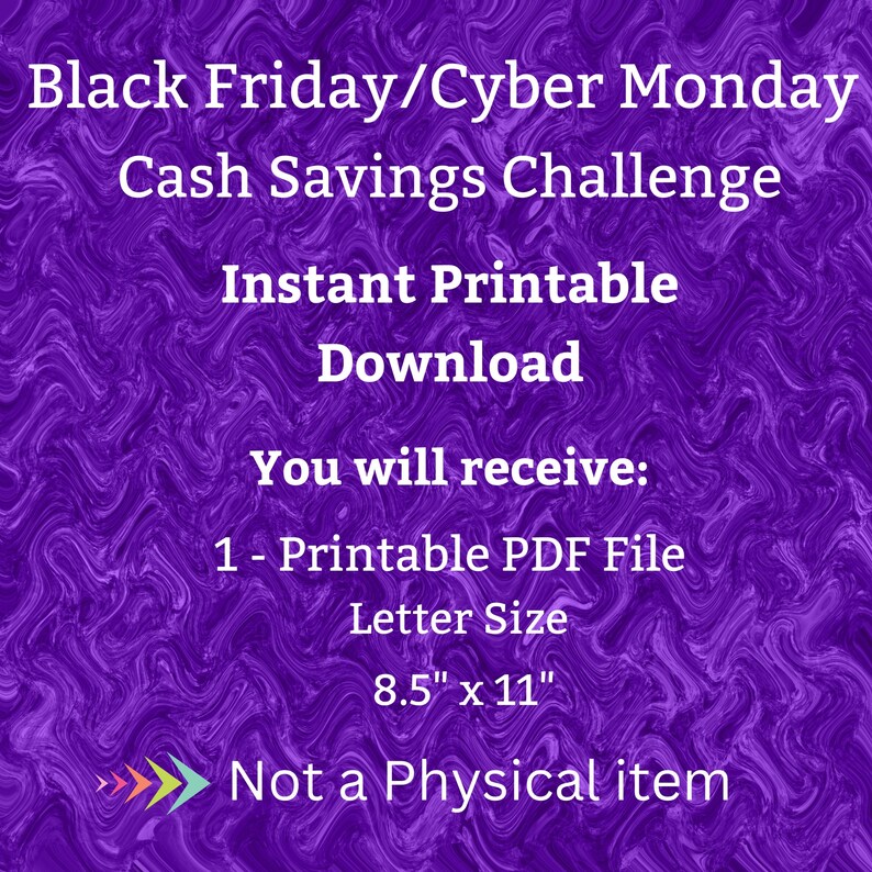 Black Friday Savings Challenge Printable for Big Sales Day for Cyber Monday Cash for Holiday Shopping Fund for Family Christmas Presents