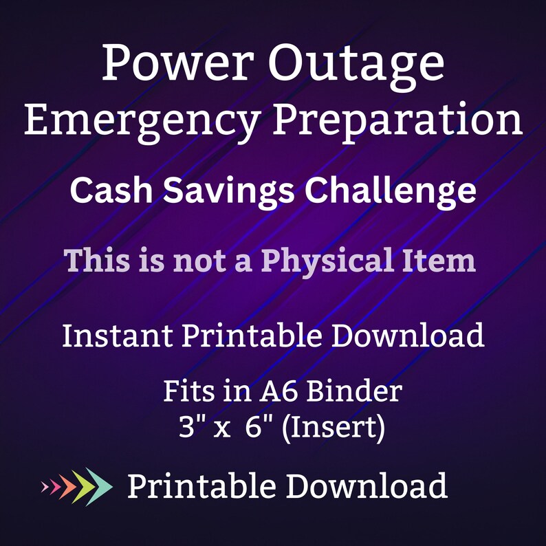 A6 Emergency Kit Savings Challenge Printable Insert for Natural Disaster Survival Food Preparation Money Saving Fund for Family Home Budget