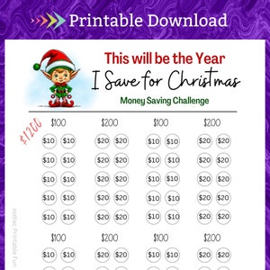 Christmas Savings Challenge Printable for Christmas Countdown Cash Saving Budget for Family Xmas Gift Shopping Money Fund for Kids Presents