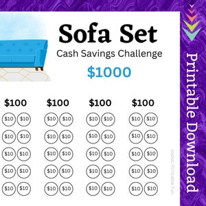 Furniture Saving Challenge Printable for Home Family Room for House Living Room for Relaxing Comfy Couch Sofa Set for Home Savings Budget
