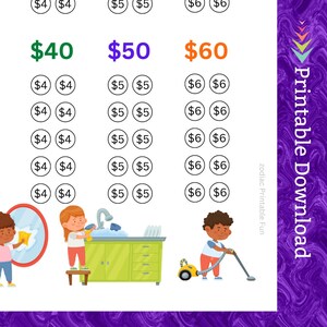 Kids Allowance Savings Challenge Printable for Children Budgeting Cash ...