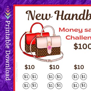A6 Handbag Savings Challenge Printable Ladies Purse Money Saving Fund for Women Shoulder Bag Cash Savings Budget for Birthday Gift for her
