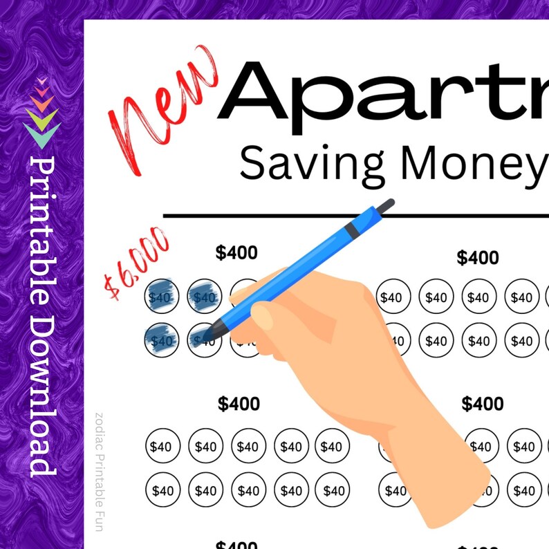 New Apartment Saving Challenge Printable for Women Men Family Etsy