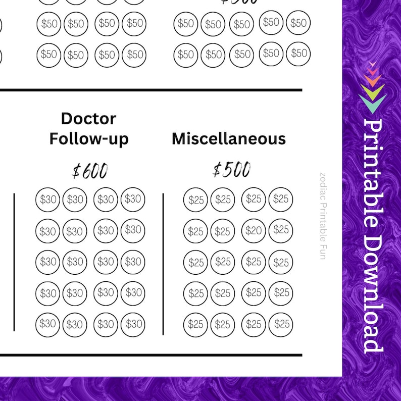 Medical Savings Challenge Printable Etsy