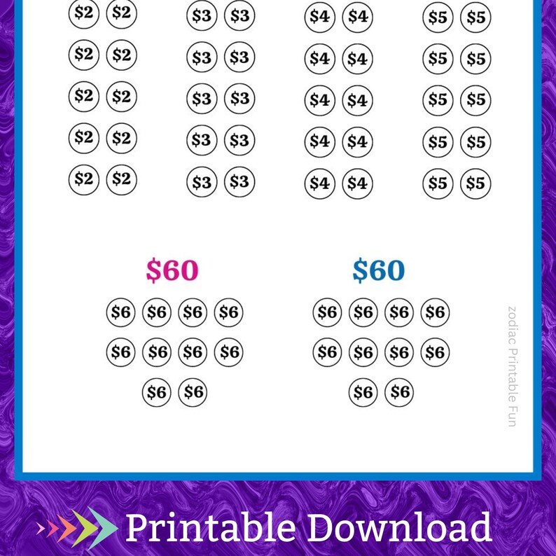A6 Printer Toner Cartridge Savings Challenge Printable for Computer Laser Printer Ink for Home Office Money Saving Fund for Students Budget