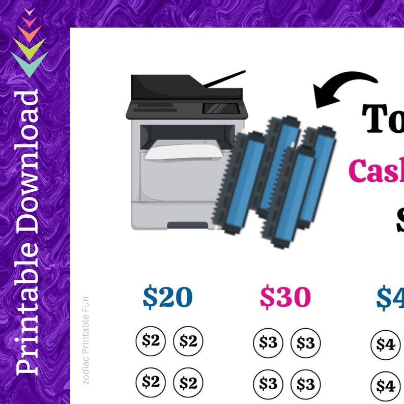 Printer Toner Cartridge Savings Challenge Printable for Computer Laser Printer Ink for Home Office Money Saving Fund for Students Budget