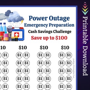 A6 Emergency Kit Savings Challenge Printable Insert for Natural Disaster Survival Food Preparation Money Saving Fund for Family Home Budget