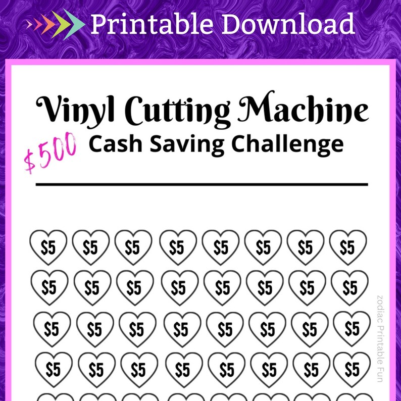 A6 Paper Cutter Savings Challenge Printable for Hobby Craft Design Vinyl Cut Machine Money Saving Fund for Crafters Plotter Machine Fund